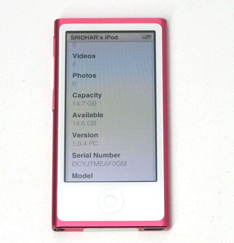APPLE 16GB IPOD NANO | PINK (7TH GENERATION) | MD475QB | A1446