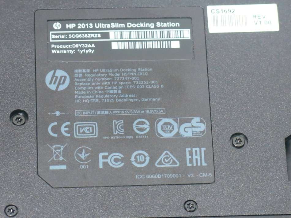HP 2013 D9Y32AA Ultra Slim Docking Station