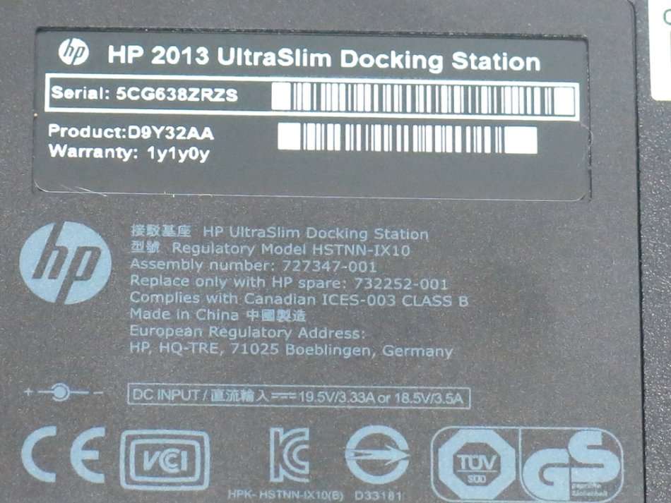 HP 2013 D9Y32AA Ultra Slim Docking Station