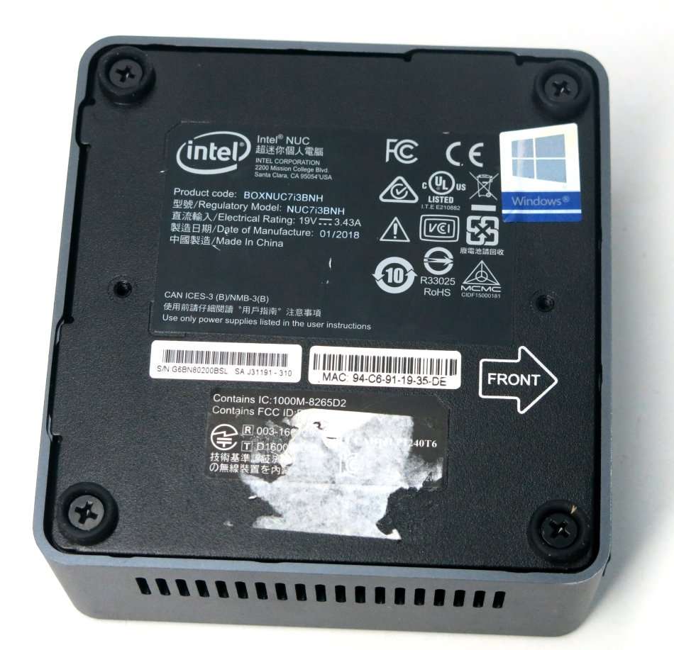Intel NUC Mini-PC NUC7i3BNH | CORE i3 7100U 7th Gen 2.4GHz | 4GB RAM | 500GB HDD