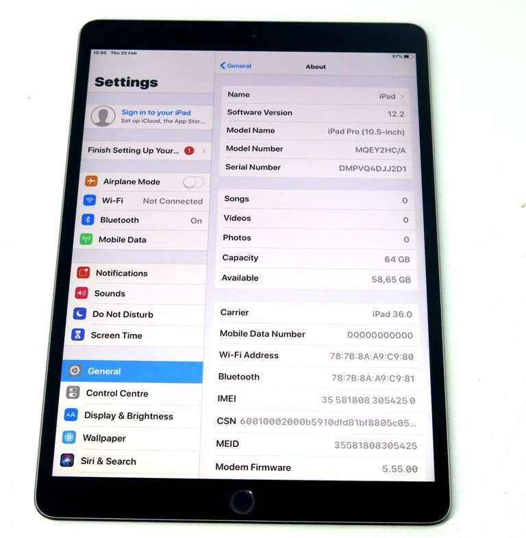 Apple iPad Pro 10.5", Wi-Fi + Cellular, 64GB, Space Grey, MQEY2HC/A, A1709