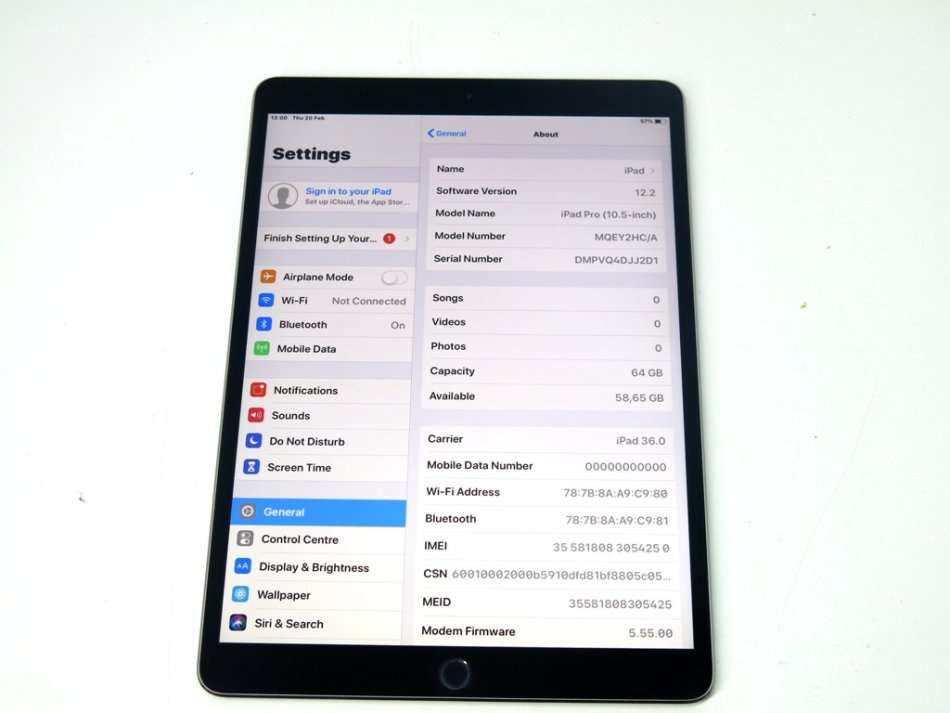 Apple iPad Pro 10.5", Wi-Fi + Cellular, 64GB, Space Grey, MQEY2HC/A, A1709