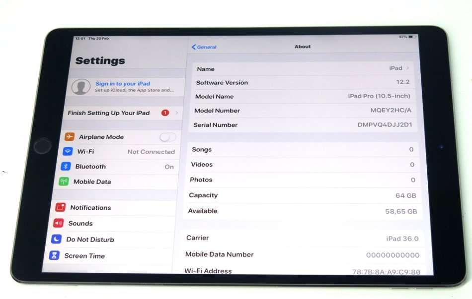 Apple iPad Pro 10.5", Wi-Fi + Cellular, 64GB, Space Grey, MQEY2HC/A, A1709