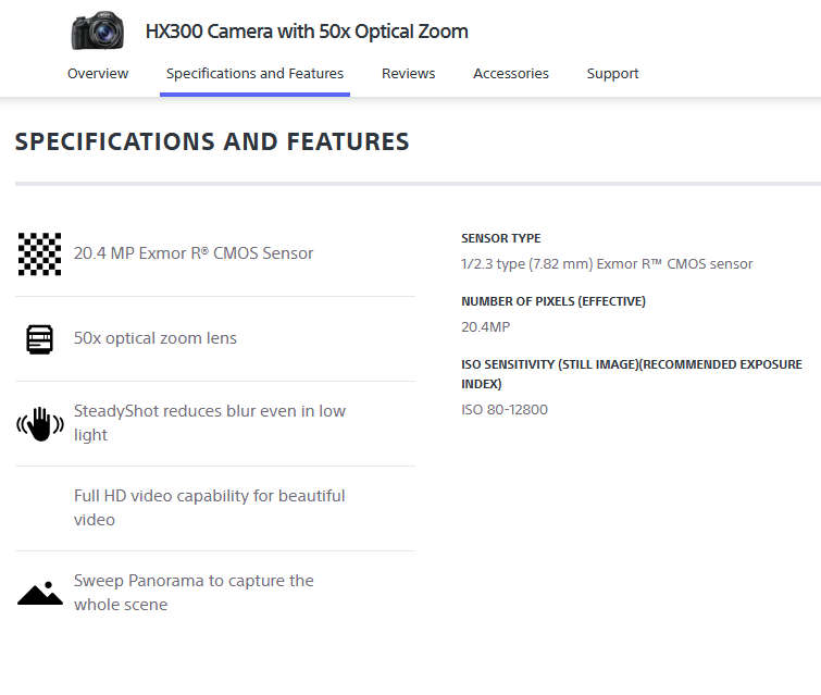 Sony Cyber-Shot DSC-HX300 20.4 MP Digital Camera 50X Optical Zoom