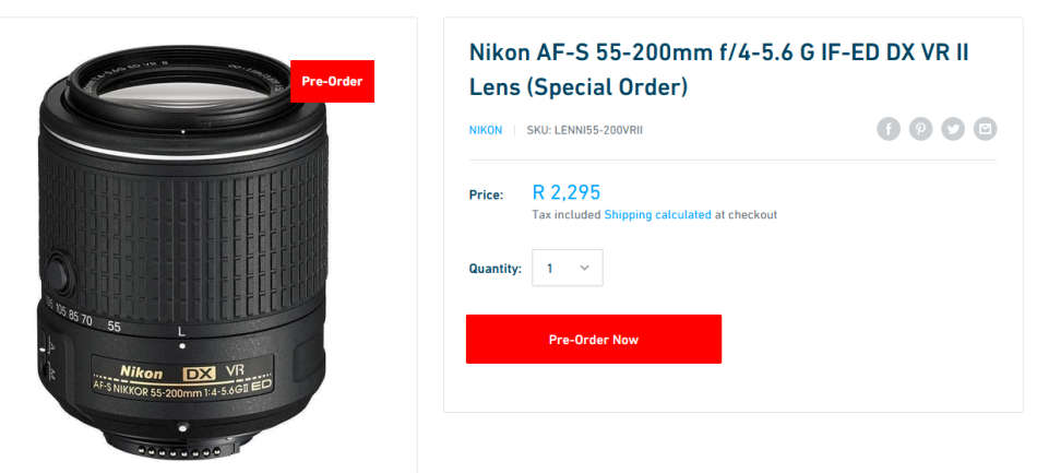 Nikon 55-200mm VR II LENS