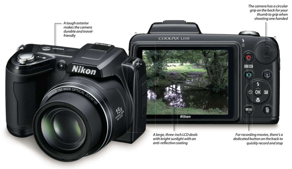 Nikon Coolpix L110 12.1MP Digital Camera with 15x Optical Vibration Reduction (VR) Zoom