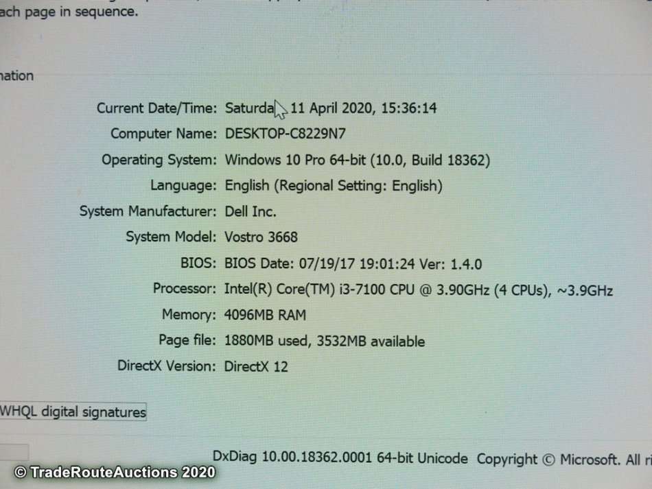 Dell Vostro 3668 Desktop PC | Core i3 7100 7th Gen 3.9Ghz | 4GB RAM | 500GB HDD DESKTOP PC