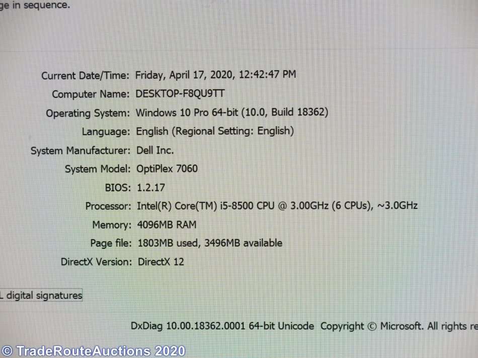 Dell OptiPlex 7060 SFF (Small Form Factor) Desktop PC | Core i5 8500 8th Gen 3.0Ghz | 4GB | 500GB