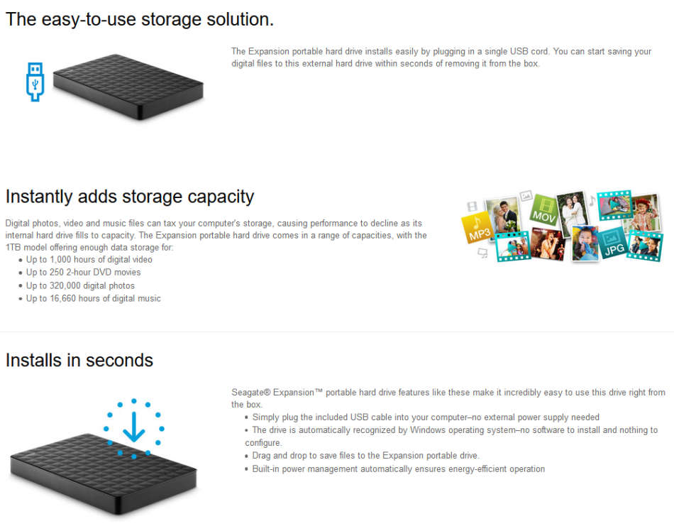 Seagate 1TB 2.5-inch Expansion Portable Hard Drive | External Drive 1000GB