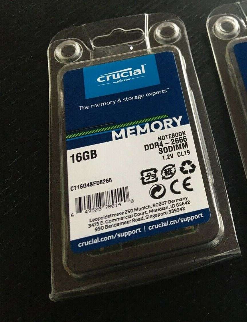 Crucial 16GB Notebook Memory DDR4 2666 SODIMM 1.2V CT16G48FD8266 - 16GB Laptop RAM