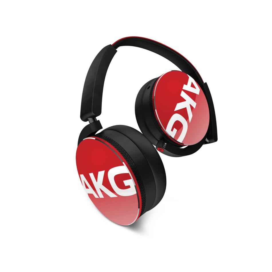 AKG Y50 Headphones by HARMAN RED On-Ear with In-Line One-Button Universal Remote/Microphone