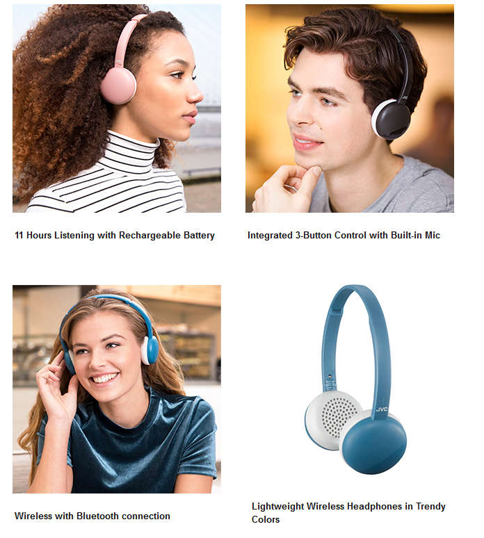 JVC HA-S20BT-A Wireless Adjustable Headband Bluetooth Headphones [COLOUR : CHARCOAL BLACK]