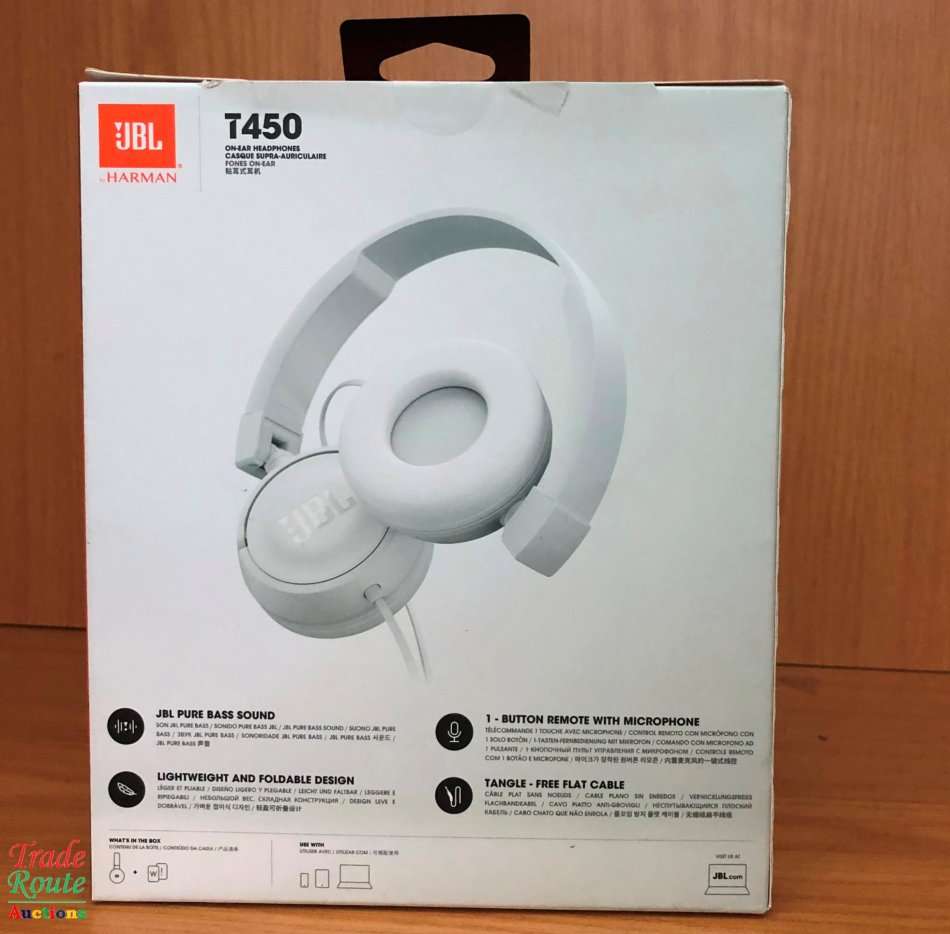 JBL Pure Bass Sound T450 Wired On-Ear Headphones [White]