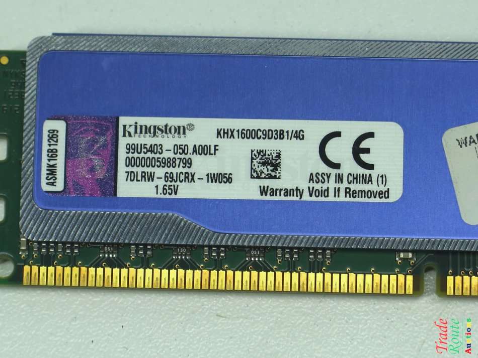 Kingston Hyper X Blu 4 GB 1600MHz DDR3 Non-ECC CL9 Desktop Memory (KHX1600C9D3B1/4G)