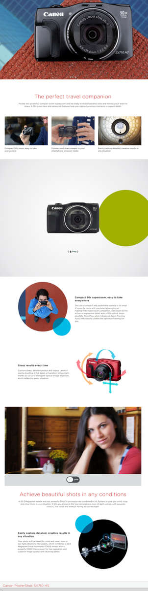 Canon SX710 Ultra Zoom Digital Camera Black 20.3MP | WIFI | 30X OPTICAL ZOOM