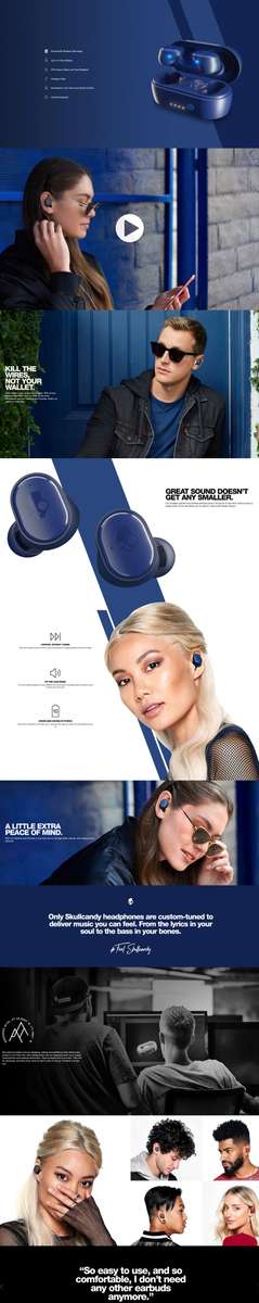 Skullcandy Sesh True Wireless In-Ear Earbud Earphones (Indigo/Blue)