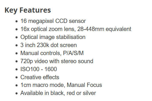 Canon PowerShot SX160 IS 16.0 MP Digital Camera with 16x Wide-Angle Optical Image Stabilized Zoom