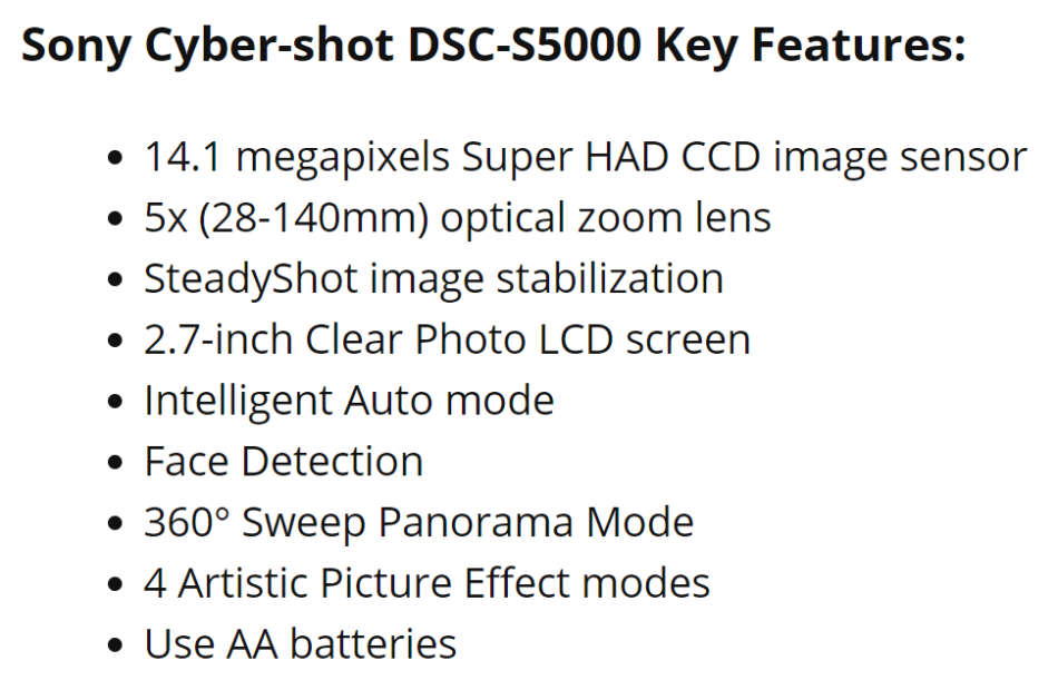 Sony Cyber-shot DSC-S5000 14.1MP Digital Camera with 2.7-inch LCD (Silver)
