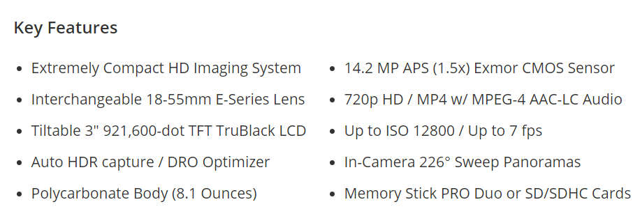 SONY NEX-3 MIRRORLESS 14.2MP with 18-55mm Lens Optical Steady Shot E-MOUNT Digital Camera Kit