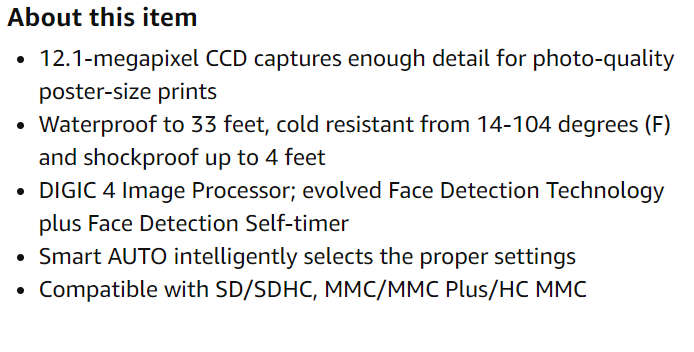 Canon PowerShot D10 12.1 MP Waterproof Digital Camera with 3x Optical Image Stabilized Zoom