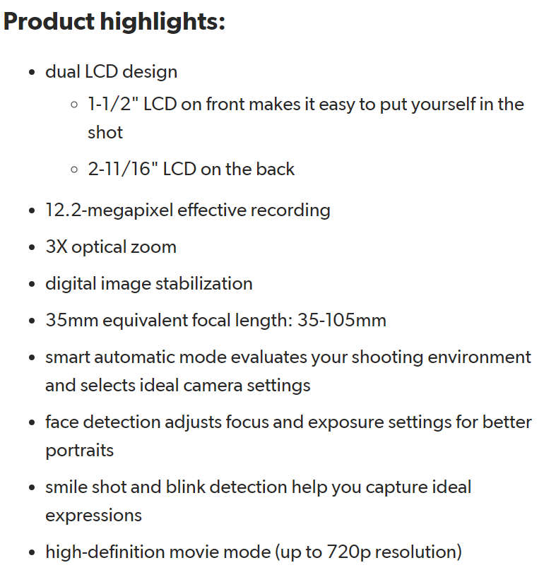 Samsung TL205 12.2-megapixel dual-LCD digital camera with 3X optical zoom - Black & Silver
