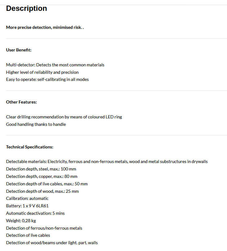 Bosch PMD 10 Digital Detector [ Electricity, ferrous and non-ferrous metals, wood in drywall]