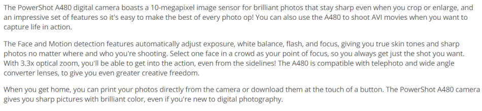 Canon PowerShot A480 10 MP Digital Camera with 3.3x Optical Zoom and 2.5-inch LCD (Silver)