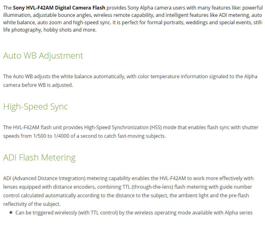 Sony HVL-F42AM Digital Camera Flash for Sony Alpha Series