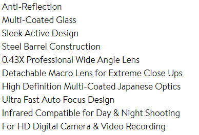 ULTIMAXX 0.43x Professional Wide Angle Lens with Macro (52mm)