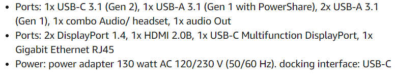 Dell WD19s Docking Station USB-C, HDMI, Dual DisplayPort K20A - [ Power Adapter Not Included ]
