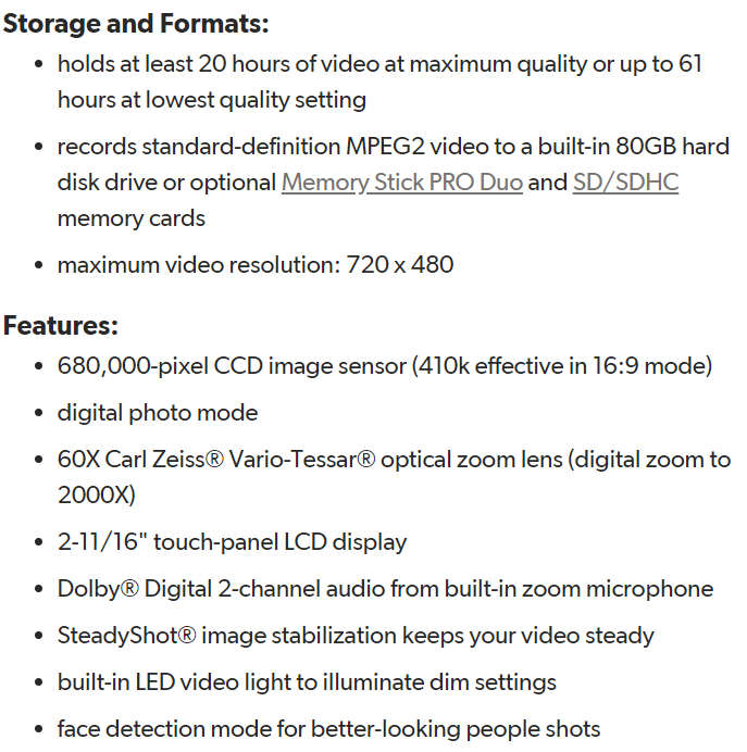 Sony DCR-SR68 80GB Handycam Camcorder (Silver)