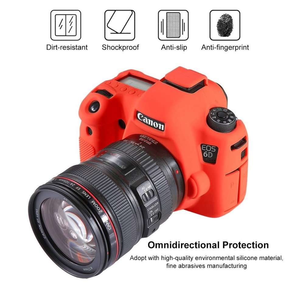 Protective Red Silicone Armor Canon 6D by easyCover camera case