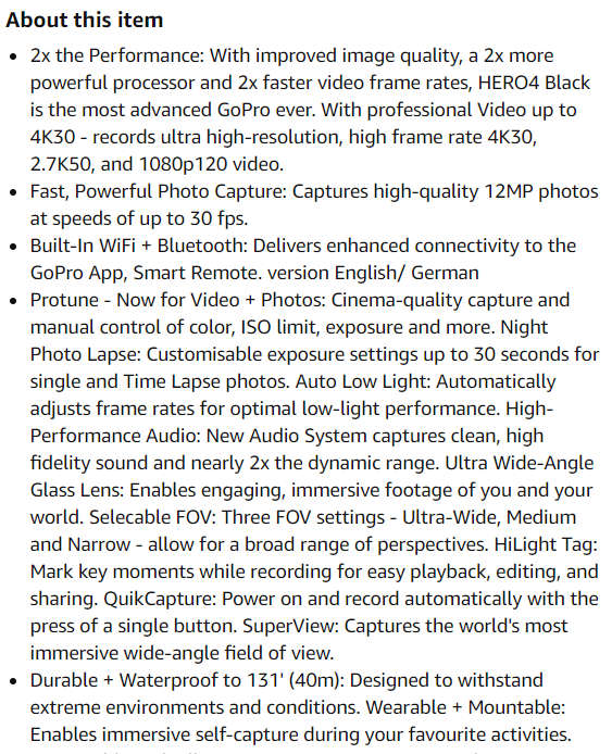 GoPro Hero4 | CHDHX-401 BLACK | 4K VIDEO | Wi-Fi | Comes with LCD attachment -  CASE ALCDB-401