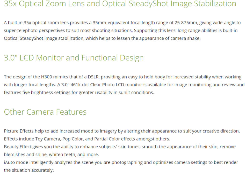 Sony Cyber-shot DSC-H300 20.1MP 35X Opitcal Zoom Digital Camera (Black)