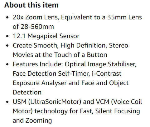 Canon PowerShot SX20 IS Digital Camera (12.1 Megapixel, 20x Optical Zoom) 2.5 inch LCD