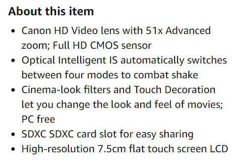 Canon Legria HF R306 Full HD Camcorder (32x Optical Zoom, Optical Image Stabilisation)
