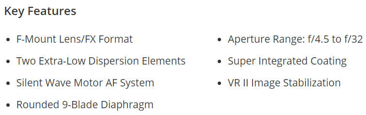 Nikon AF-S VR Zoom-NIKKOR 70-300mm f/4.5-5.6G IF-ED Lens