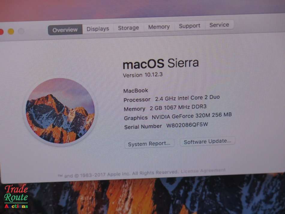 MacBook 13.3-inch | Core 2 DUO 2.4GHz | 2GB RAM | 250GB HDD | Nvidia Geforce Graphics