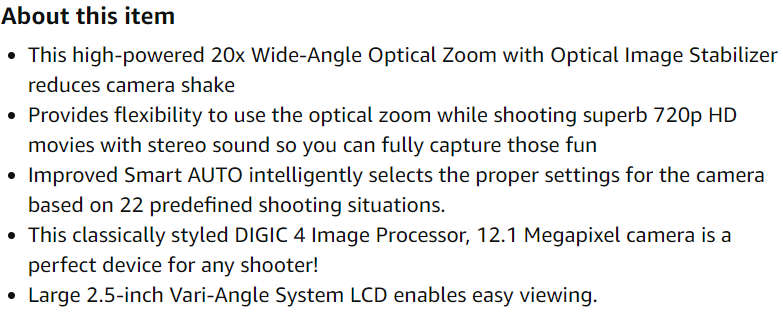 Canon PowerShot SX20 IS Digital Camera (12.1 Megapixel, 20x Optical Zoom) 2.5 inch LCD