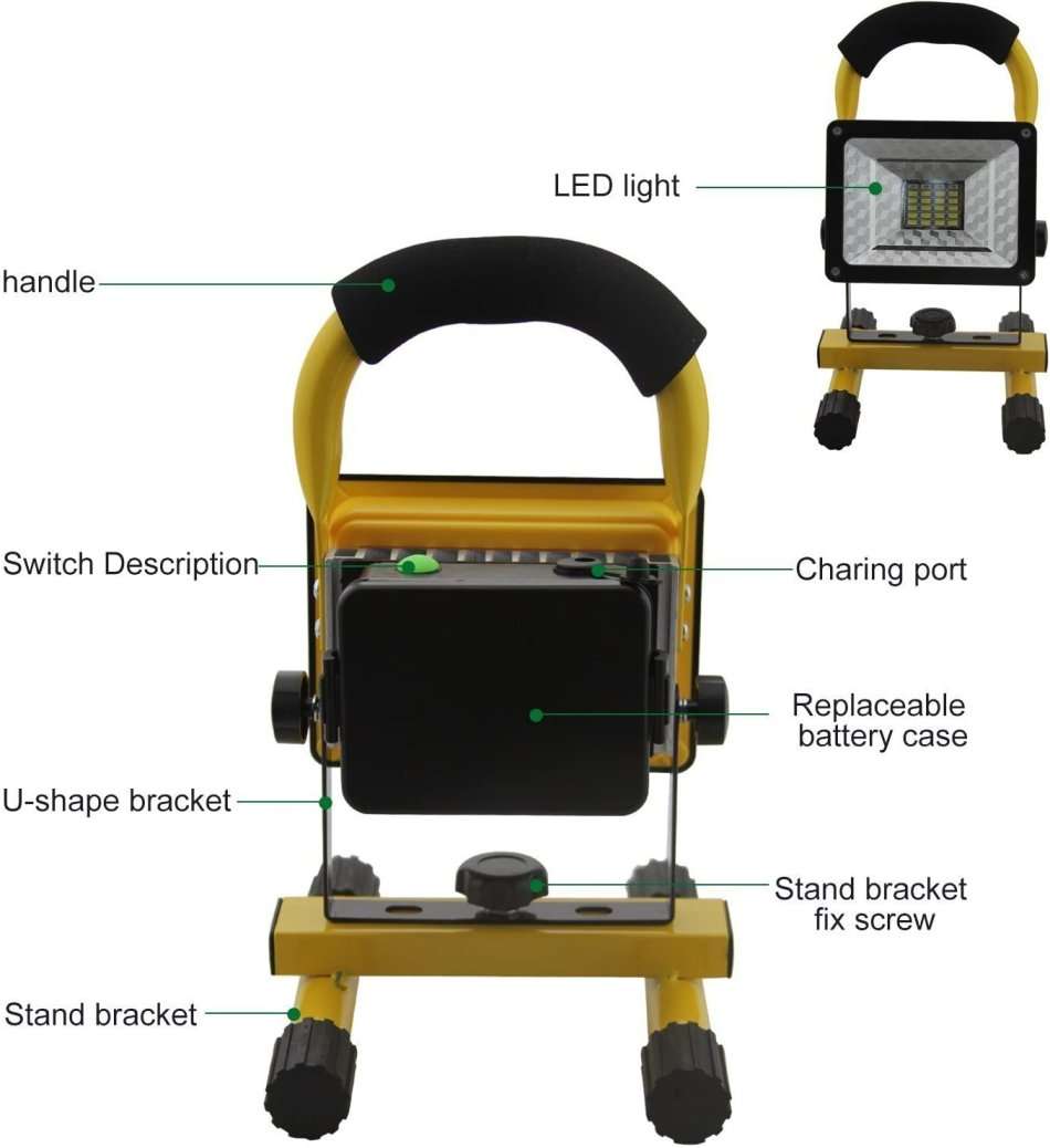 LED Rechargeable Outdoor Floodlight - Camping Light 30W