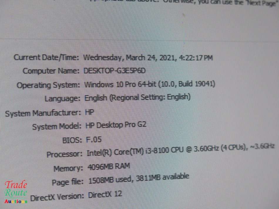 HP Desktop Pro G2 SFF Desktop PC | Core i3 8100 8th Gen 3.6Ghz | 4GB RAM | 3TB HDD DESKTOP PC