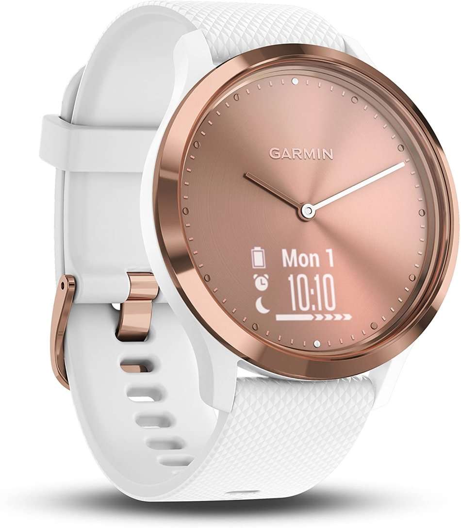 Garmin vivomove HR Hybrid Smart Watch (Small/Medium) - Rose-Gold with White Band