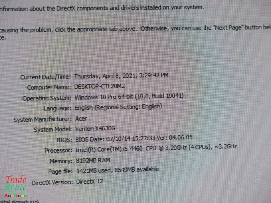 ACER VERITON X4630G Desktop Computer | Core i5 4460 3.2Ghz | 8GB RAM | 500GB HDD