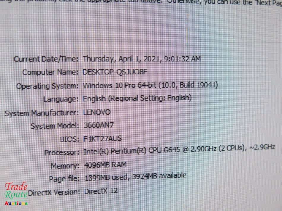 Lenovo ThinkCentre M72E SFF DESKTOP PC | Pentium G645 CPU @ 2.9GHz | 4GB RAM | 250GB HDD