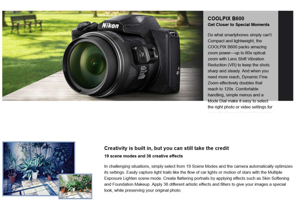 Nikon Coolpix B600 Digital Camera - 24-1440mm (35mm Equivalent) - Super ED 60x Optical Zoom Lens