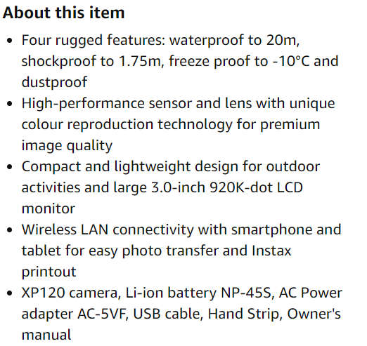 Fujifilm Waterproof Digital Underwater Camera with 3" LCD, Green (xp120)