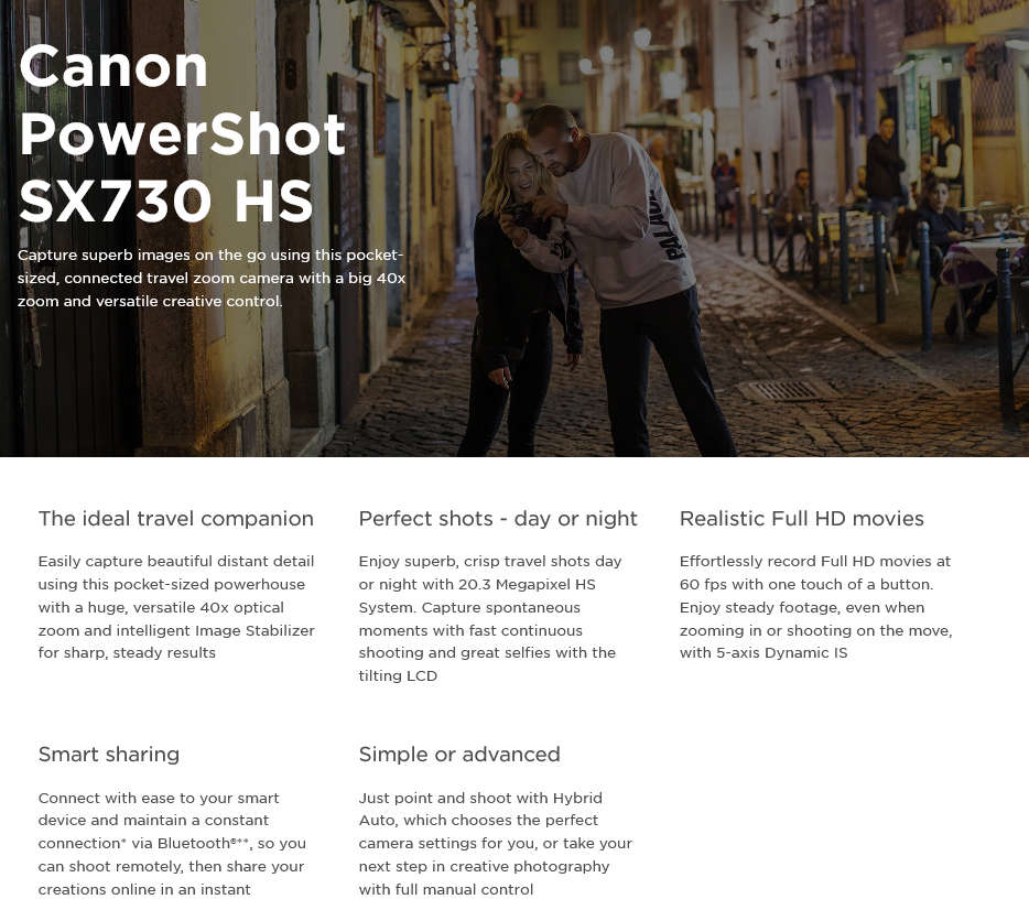 Canon PowerShot SX730 HS Digital Camera (Black) - 20.3 Megapixels - VLOG CAMERA