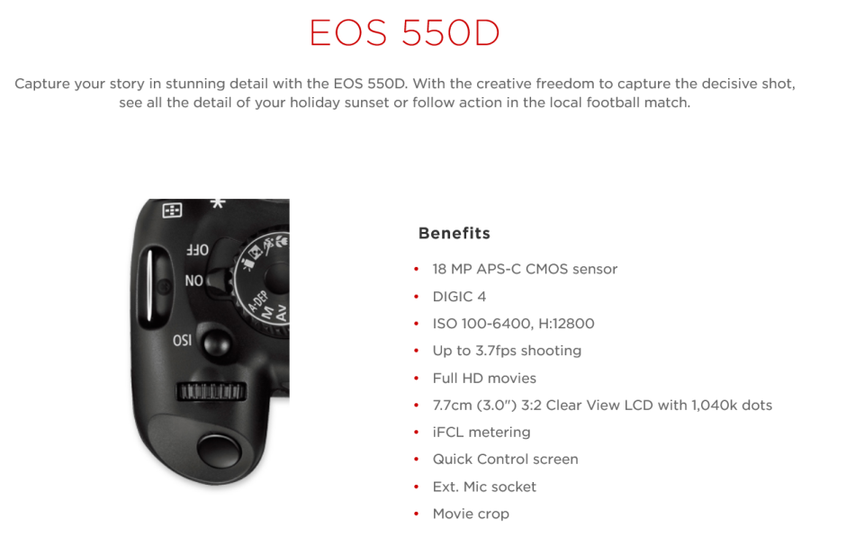 Canon EOS 550D Digital SLR camera BODY