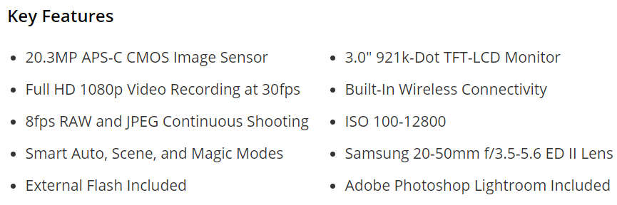 Samsung NX1100 20.3MP CMOS Smart | WiFi | FULL HD | Digital Camera BODY ONLY