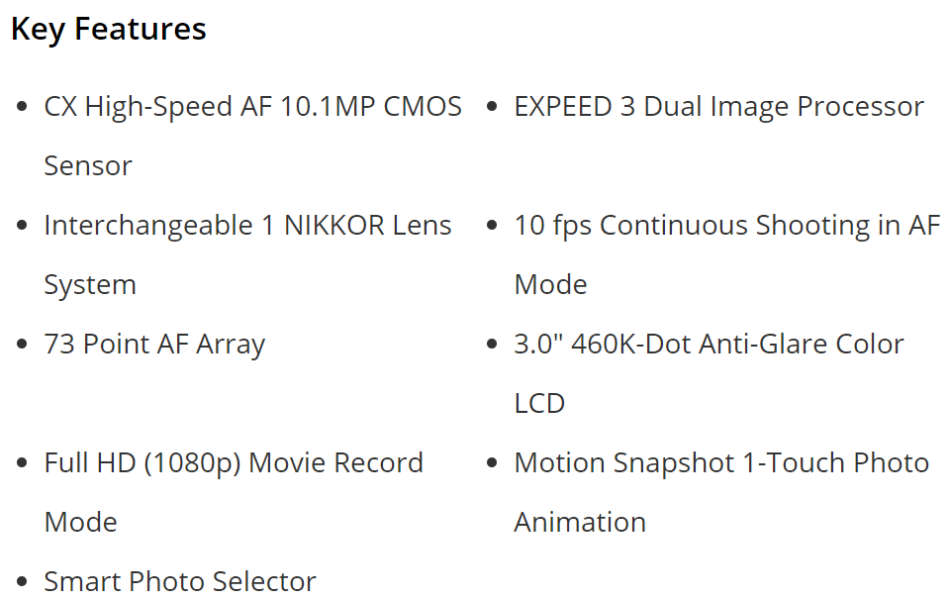 Nikon 1 J1 Mirrorless Digital Camera with 10-30mm VR Zoom Lens (White) - IN BOX